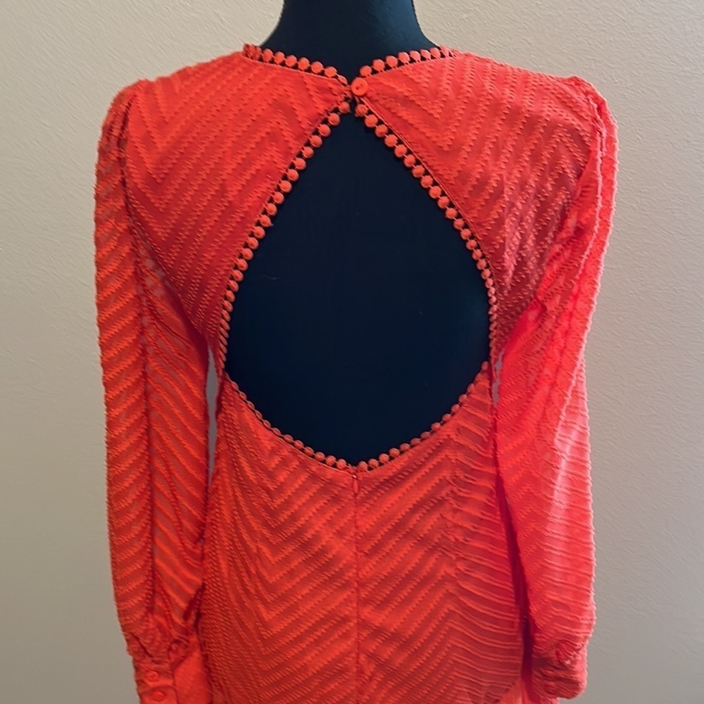 Women’s Orange Sheer Midi Dress SZ M